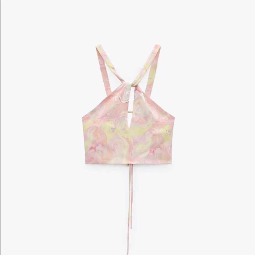 Zara Print Crop Halter Top